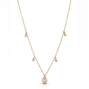 Dripping in Crystals Drop Necklace Gold